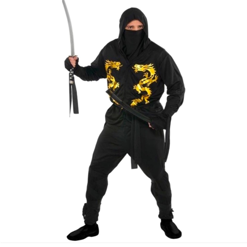 Black Dragon Ninja Adult Costume NEW Plus size 48-52